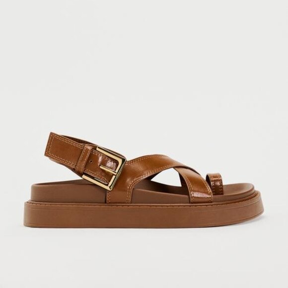 ZARA CROSS STRAP FLAT SANDALS - Picture 5 of 9